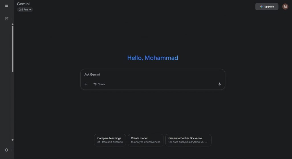 محیط کاربری هوش مصنوعی گوگل